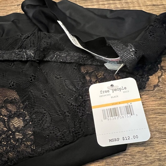 Black Lace Trim Bralette and Panty Set free people - Picture 3 of 6